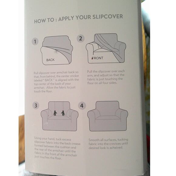 Kirkton House Snug Fit Arm Chair Cover Light Gray 40" Soft Knit, NEW - Picture 5 of 5